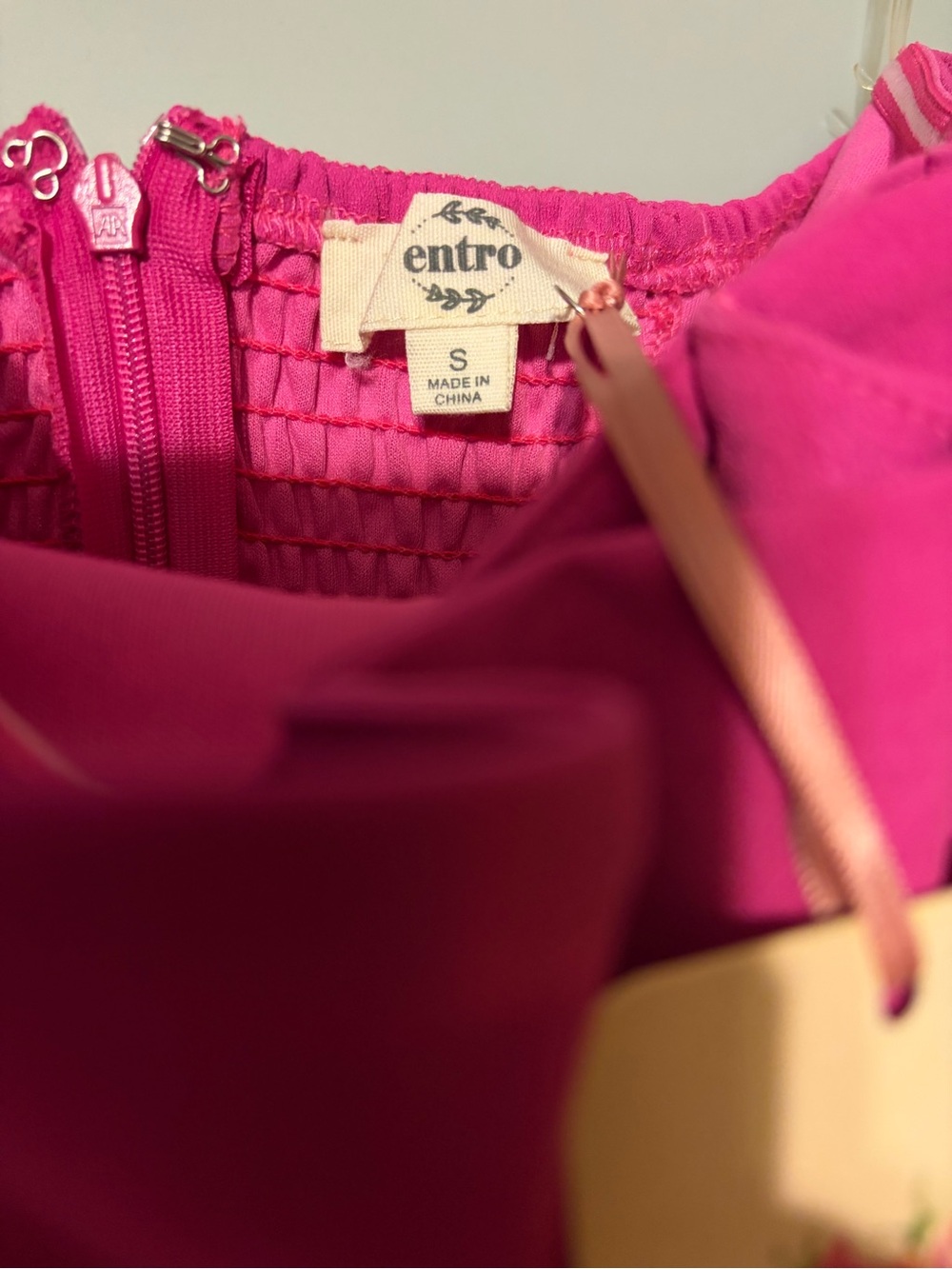 Entro Fuchsia Pink Strapless Pleated Bodice Wide Leg Jumpsuit - Picture 4 of 13